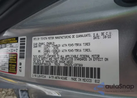 2023 Toyota Tacoma Sr5 z USA, uszkodzony, nr VIN 3TYRX5GNXPT069128